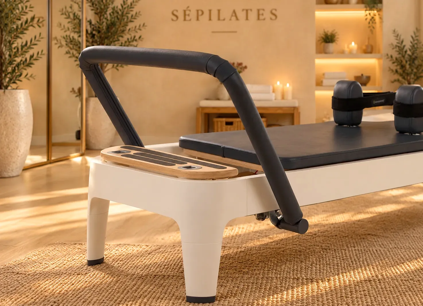 A Reformer ready for a private session in the Sépilates studio